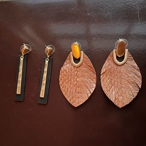 Leather and gold earrings